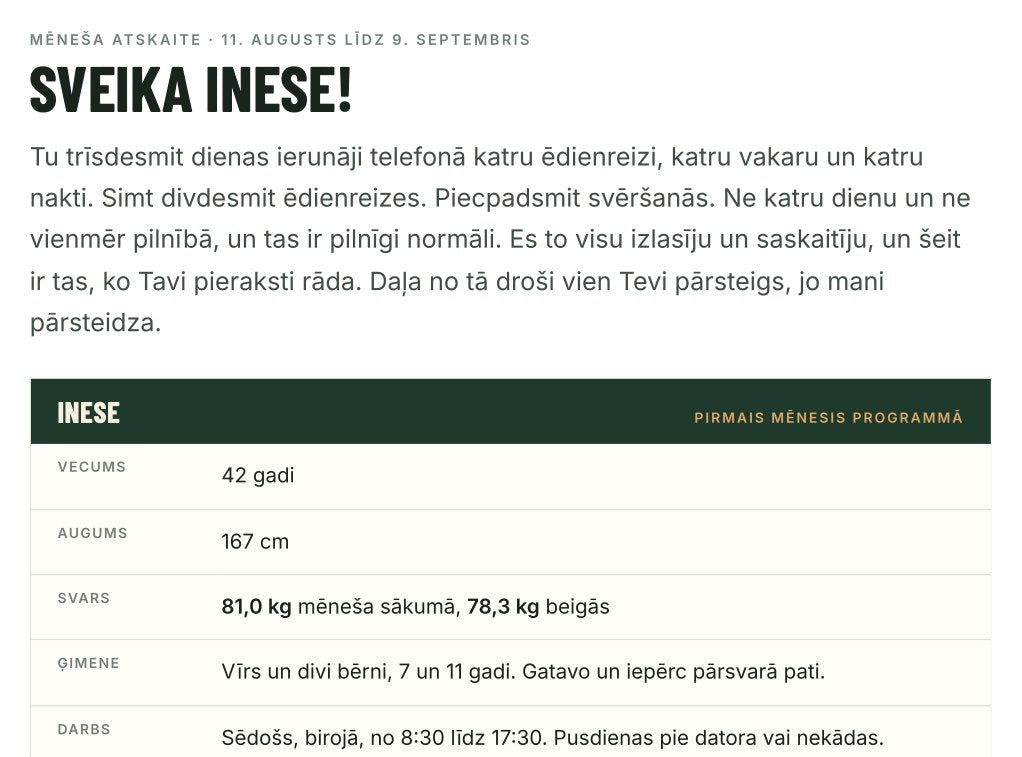 Šādi izskatās mēneša atskaite